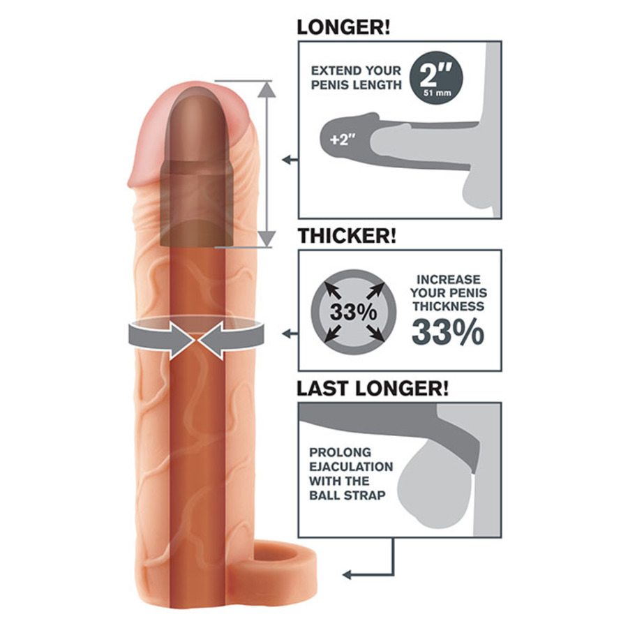 Fantasy X-tensions - 2" Penis Extension Sleeve met Balls Strap Mannen Speeltjes