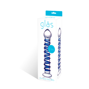 Gläs - Blue Spiral Glazen Dildo Vrouwen Speeltjes