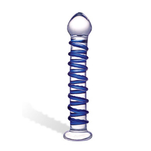 Gläs - Blue Spiral Glass Dildo Toys for Her