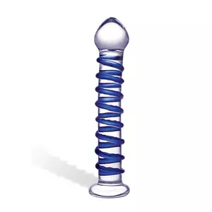 Gläs - Blue Spiral Glazen Dildo Vrouwen Speeltjes