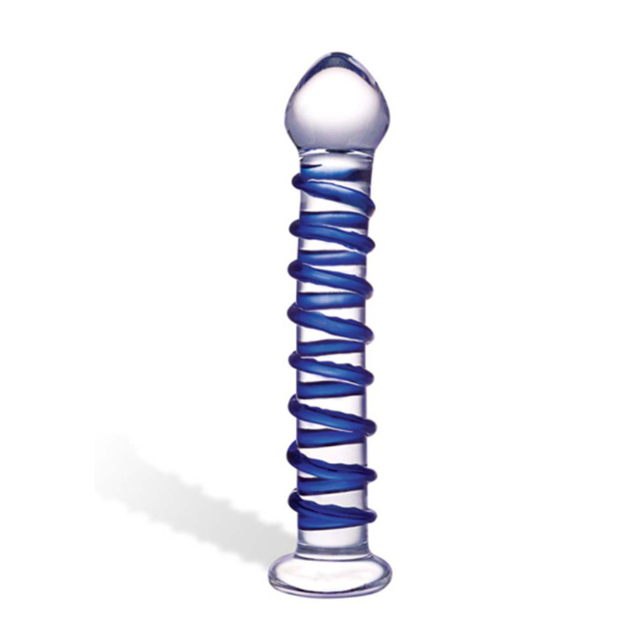 Gläs - Blue Spiral Glazen Dildo Vrouwen Speeltjes