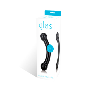 Gläs - Double Bull Black Glazen Dildo Vrouwen Speeltjes