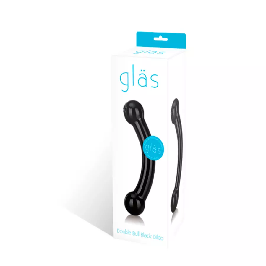 Gläs - Double Bull Black Glazen Dildo Vrouwen Speeltjes