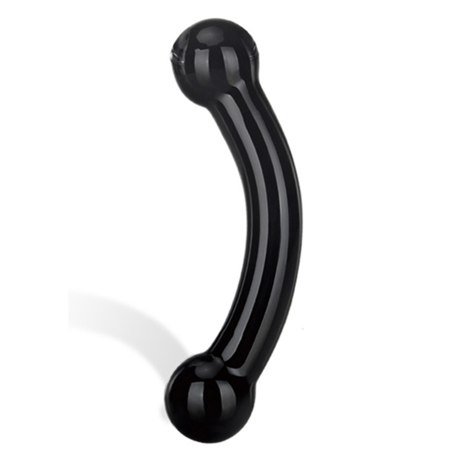 Gläs - Double Bull Black Glass Dildo Toys for Her