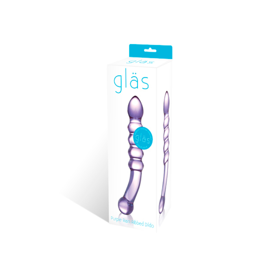 Gläs - Purple Rain Ribbed Glazen Dildo Vrouwen Speeltjes