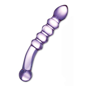 Gläs - Purple Rain Ribbed Glazen Dildo Vrouwen Speeltjes