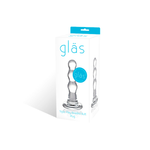 Gläs - Triple Play Beaded Glass Butt Plug Clear Toys for Her