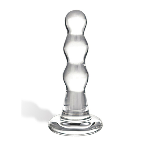 Gläs - Triple Play Beaded Glazen Butt Plug Transparant