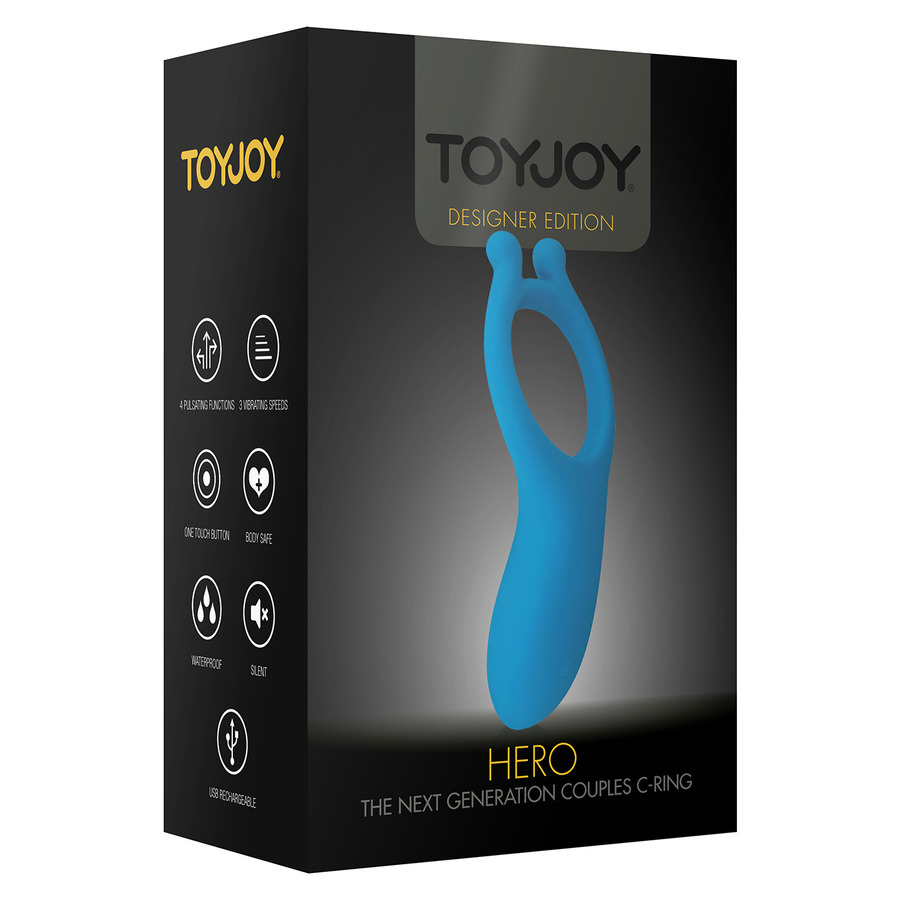 ToyJoy - Hero Vibrerende USB Stellen Cock Ring Blauw Mannen Speeltjes