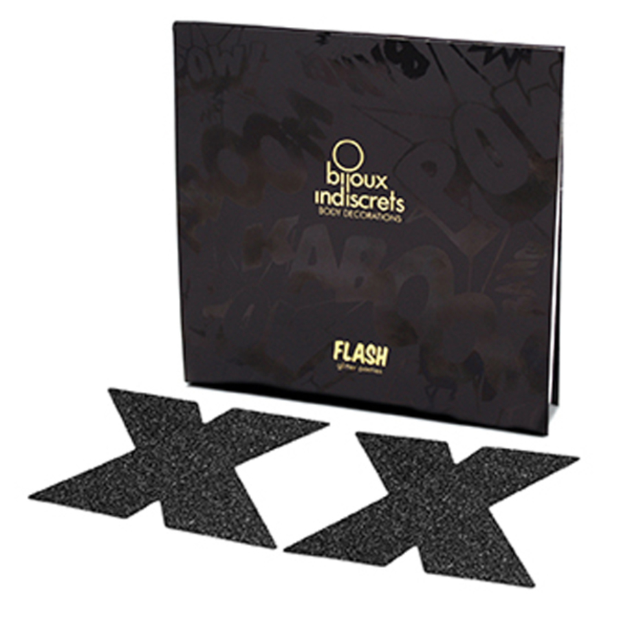 Bijoux Indiscrets - Flash Kruis Zwart Tepel Stickers Lingerie