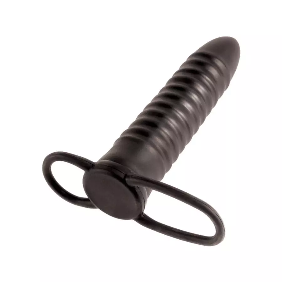 FF Grey - Geribbelde Double Trouble Anale Dildo Zwart Anale Speeltjes