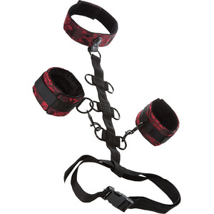 Scandal - Halsband met Handboeien Set Rood/Zwart SM