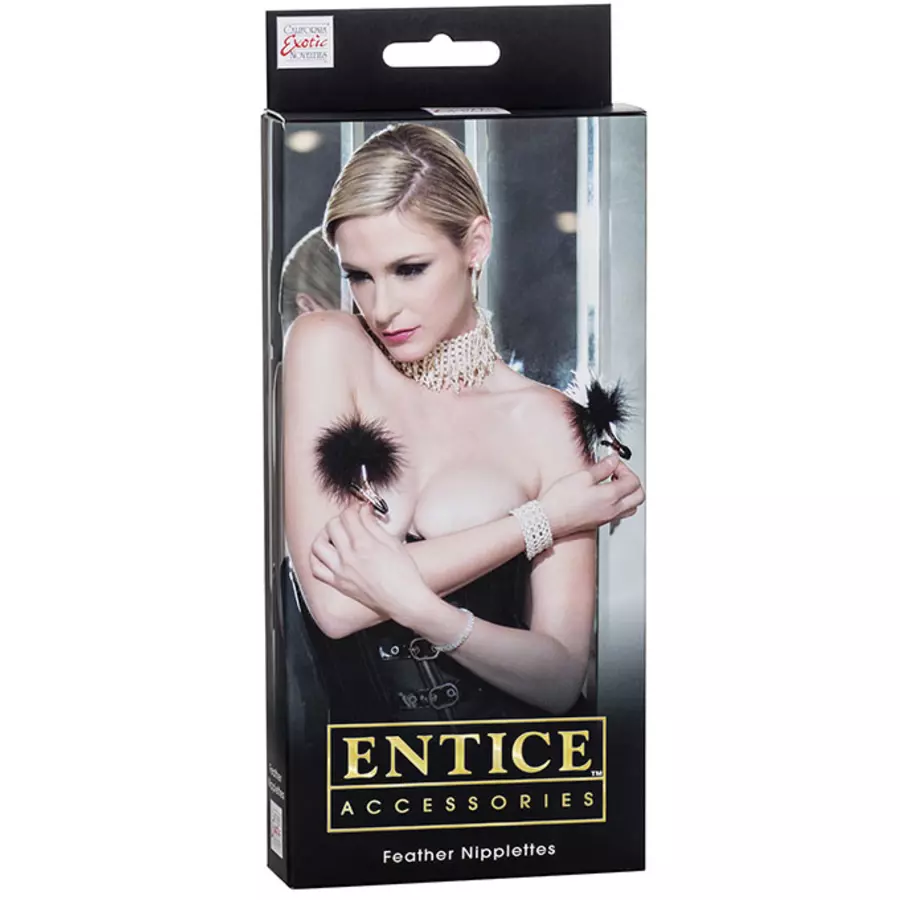 Entice - Tepelklemmen Met Veren Zwart SM