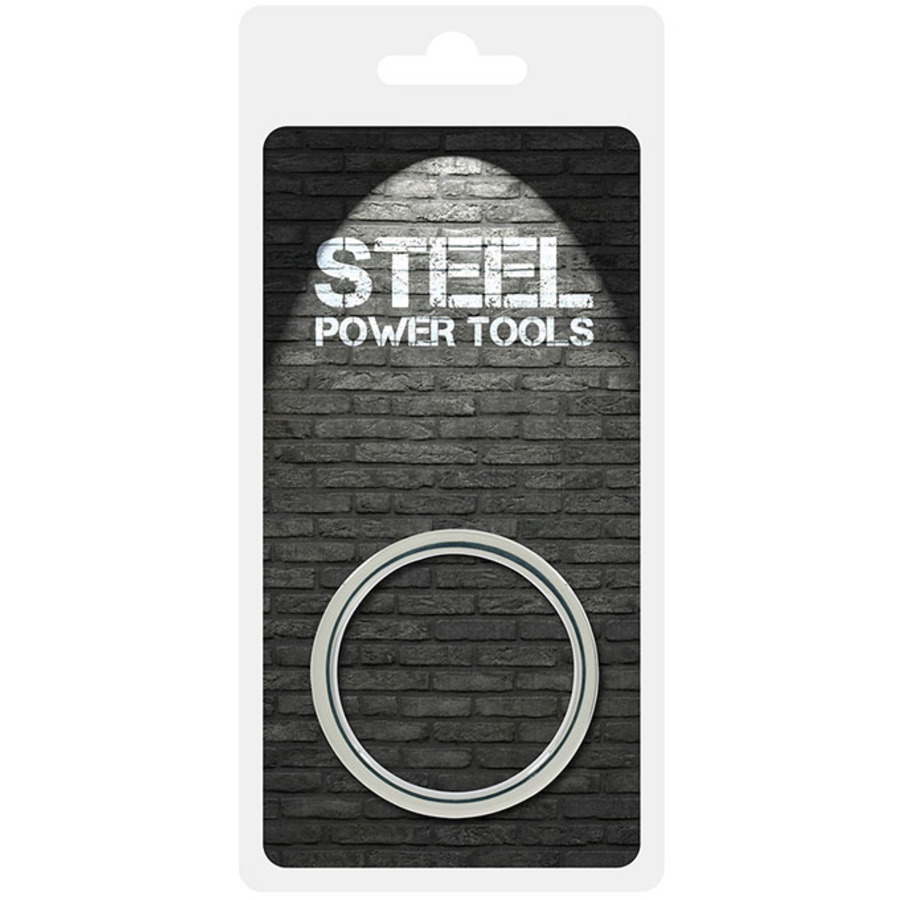 Steel Power - Stainless Metal Ribbed Cockring 4cm Toys for Him