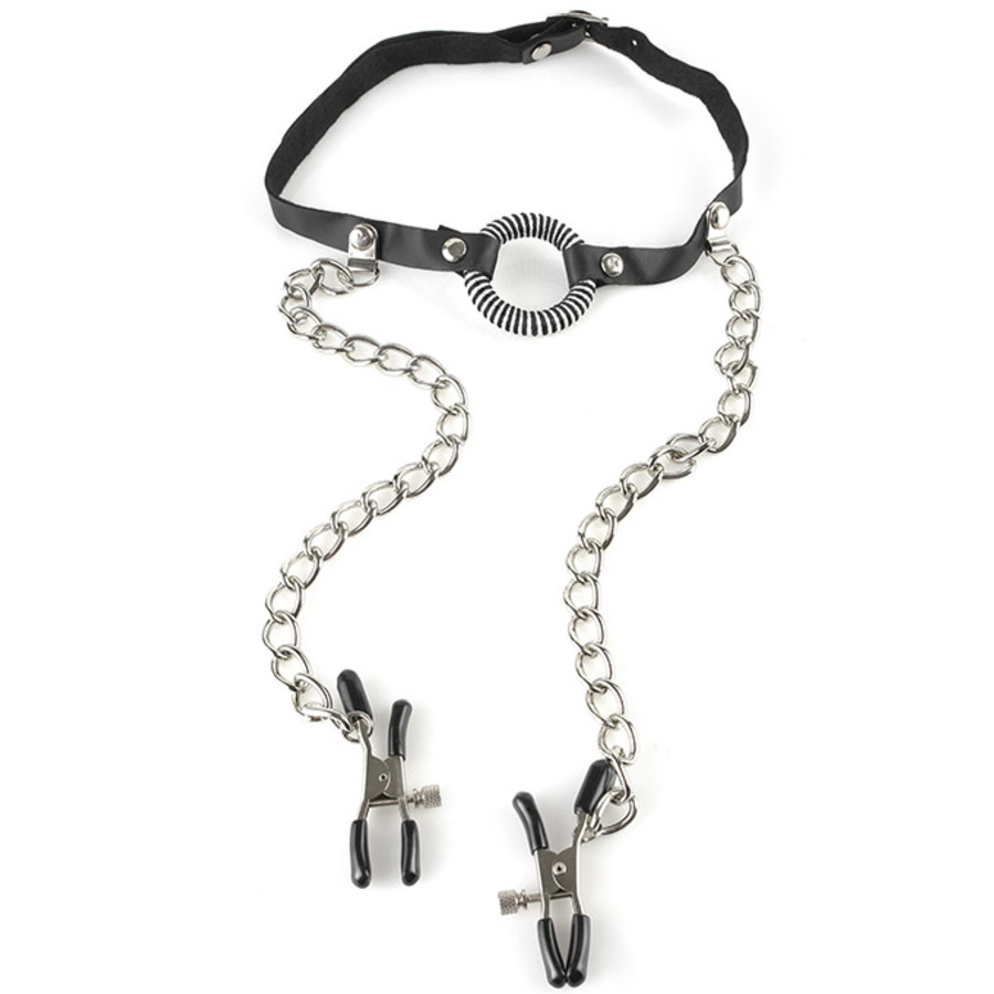 Fetish Fantasy - O-Ring Gag with Nipple Clamps S&M