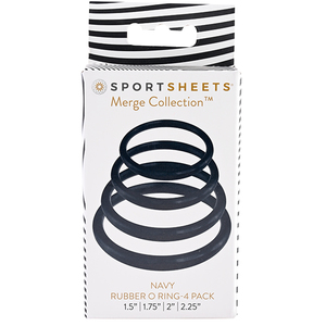 Sportsheets - Navy O Ring 4-Pack Rubber O-Rings/ Penis Rings Strap-ons