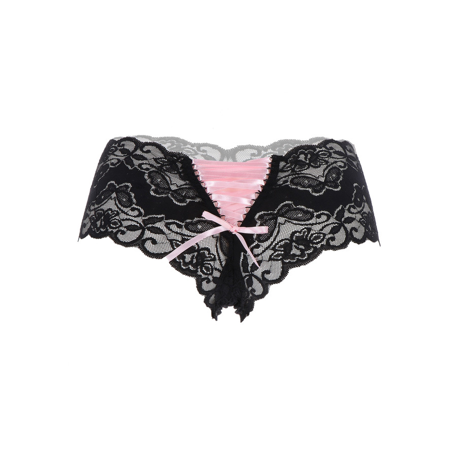 Leg Avenue - Lace Tanga Short Black Pink Female Lingerie